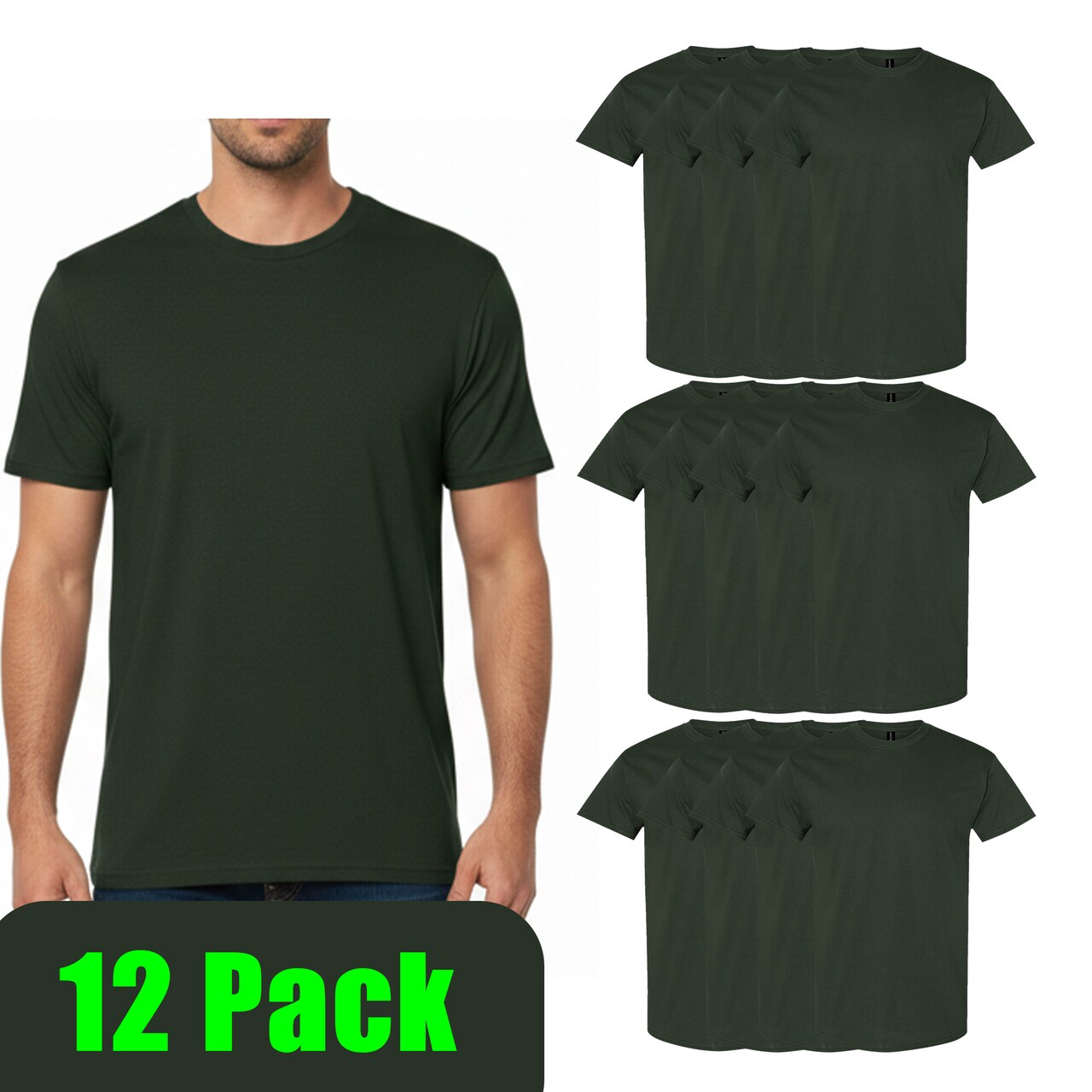 Gildan Unisex Heavy Cotton Tee 5000, 100% U.S. Cotton Shirt for DIY Projects, Pack of 12